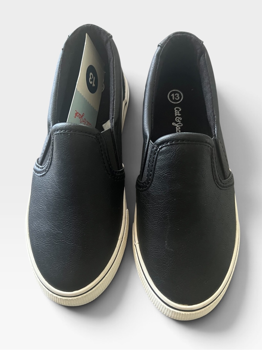 NWT Cat & Jack Kids Black Slip On Sneakers Shoes Size 13